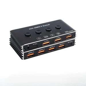 4x4 USB 3.2 Switcher Selector for 4 Computers, USB C A 10Gbps Inputs, Share Keyboard Mouse Printer Scanner, with Cable, Remote Control and Adapter-EX40-A-1-BK 4x4 USB 3.2 Switcher Selector for 4 Computers, USB C A 10Gbps Inputs, Share Keyboard Mouse Printer Scanner, with Cable, Remote Control and Adapter-EX40-A-1-BK