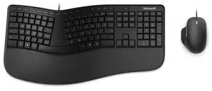 Ergonomic Keyboard set- Black. Wired, Comfortable, Ergonomic Keyboard with Cushioned Wrist and Palm Support. Split Keyboard. Dedicated Office Key.