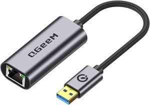 QGeeM USB Ethernet Adapter Aluminum USB 3.0 to Network Gigabit RJ45 LAN 10 100 1000 Mbps Adapter Converter Compatible for Nintendo Switch MacBook Mac Pro Mini iMac XPS Surface Pro Notebook PC