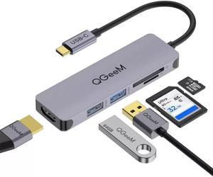 USB C Hub, QGEEM 5 in1 USB C to HDMI Adapter, Thunderbolt 3 USBc HDMI Card Reader Compatible with MacBook Pro, Surface Pro/Go,IPad pro,XPS 13,DEX Adapter and Other Type C Laptops