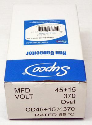 Supco CD45+15X370 HVAC Motor Oval Dual Run Capacitor 45 + 15 MFD 370 Volts