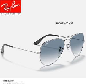 New Ray Ban RB3025 0033F Aviator SilverCrystal Gradient Light Blue Lens 58mm Sunglasses