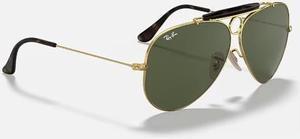100 AUTHENTIC Ray ban RB3138 18162 Shooter Green G15 Gold Sunglasses