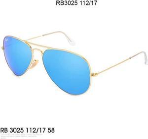100 AUTHENTIC RayBan RB3025 11217 Aviator Large Gold Frame  Blue Mirrored Sunglasses