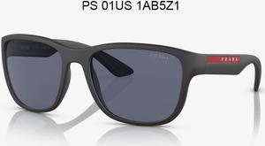 Prada Polarised Black Sunglasses Square Red Stripe PS01US 1AB5Z1 59mm
