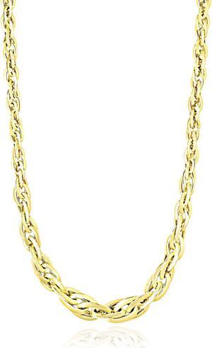 Womens 14K Yellow Gold Singapore Chain Necklace