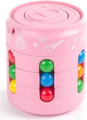 Finger top Barker ball new puzzle decompression double-sided cube fingertip rainbow ball rotating hamburger magic bean Pink
