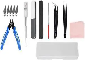 SCPBOWL 3D Printing Tools Kit, Including 1 pc 5" Spring-loaded Flush Plier,2 ESD Stright/curved Tweezers,1 Carving Knife with 5pcs Knife Head, 2 Sanding Sticks,1 File,1 Clean Cloth,1 pc
Storage Box