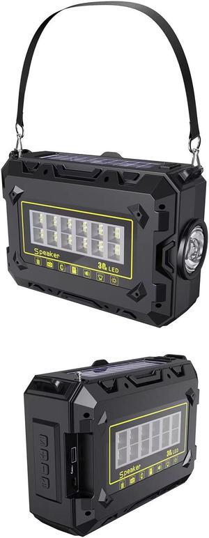SCPCODE Solar Charging Bluetooth Radio with LED Flash Light/30W LED flood light, for Camping Outdoor ,Emergencies, low-light, Leasure use