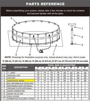 Replacement Horizontal Beam Bar 14' x 42" for Intex Swimming Pool Ultra Frame