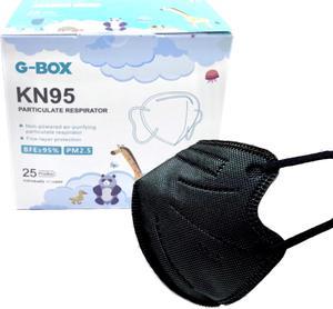 G-Box Children's 5-Layer Disposable Particulate Respirators Kids KN95 Kids Mask For 4-12 Years Old (25-pcs, Individually Wrapped & Sealed) Black
