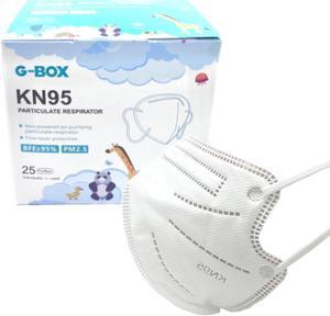 G-Box Children's 5-Layer Disposable Particulate Respirators Kids KN95 Kids Mask For 4-12 Years Old (25-pcs, Individually Wrapped & Sealed) White