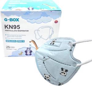 G-Box Children's 5-Layer Disposable Particulate Respirators Kids KN95 Kids Mask Kids N95 For 4-12 Years Old (25-pcs, Individually Wrapped & Sealed) Blue Panda