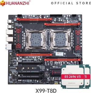 HUANANZHI X99 T8D X99 Motherboard Intel Dual with Intel XEON E5 2696 V3*2 combo kit set support DDR3 ECC M.2 NVME NGFF USB3.0