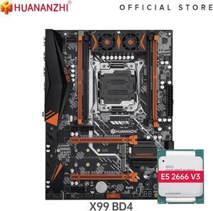 HUANANZHI X99 BD4 X99 Motherboard with Intel XEON E5 2666 v3 LGA2011-3 DDR4 RECC/NON memory combo kit set NVME NGFF SATA USB 3.0