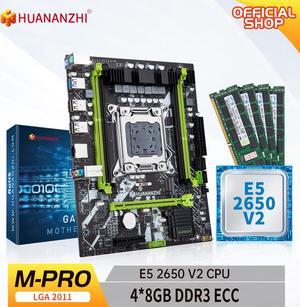 HUANANZHI X79 M PRO LGA 2011 XEON X79 Motherboard with Intel E5 2650 V2 with 4*8GB DDR3 RECC memory combo kit set NVME USB