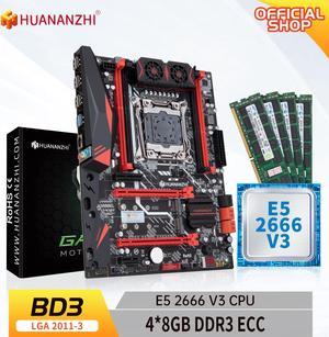 HUANANZHI X99 BD3 LGA 2011-3 XEON X99 Motherboard with Intel E5 2666 V3 with 8G*4 DDR3 RECC memory combo kit set NVME