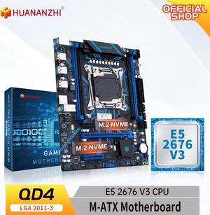 HUANANZHI X99 QD4 LGA 2011-3 XEON X99 Motherboard with Intel E5 2676 V3 DDR4 RECC NON-ECC Memory Combo Kit Set NVME