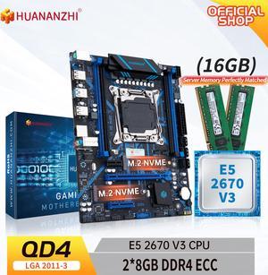HUANANZHI X99 QD4 LGA 2011-3 XEON X99 Motherboard with Intel E5 2670 v3 with 2*8G DDR4 RECC Memory combo kit set