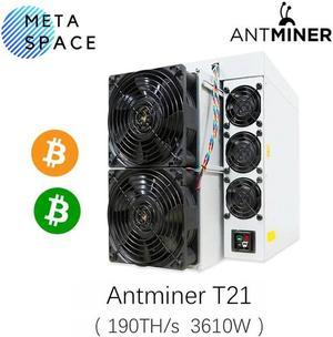 New Bitmain Antminer T21 190THS 3610W Bitcoin Miner BTC Miner T21 190T ASIC Miner with Power Supply Better Than Antminer T19 S19 S19K PRO