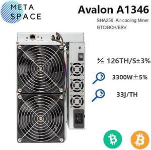 New Avalon Miner A1346 126Th/s 3300W Crypto Bitcoin Mining Avalon A1346 126T BTC Asic Miner Crypto BTC Miner Better Than Avalon A1246 A1166 pro Antminer s19