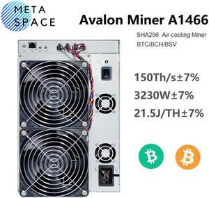 New Avalon Miner A1466 150TH/s 3230W Bitcoin Miner SHA-256 Canaan Crypto BTC Mining Machine Avalon A1466 BCH BTC Miner with PSU