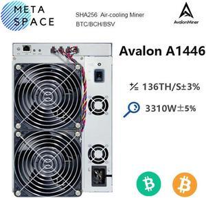 New Avalon Miner A1446 136Th/s 3310W Crypto Bitcoin Mining Avalon A1446 BTC Asic Miner Better Than Avalon A1346 A1246 A1166 Antminer S19 S19 PRO