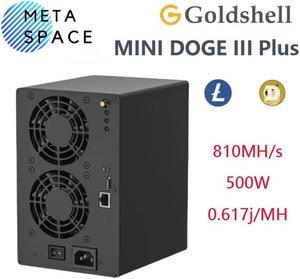 New Gold shell Mini DOGE 3 Plus LTC&Doge Coin Miner 810MH/S 500W Dogecoin Miner LTC Miner Mini doge III Plus Gold-shell doge Miner