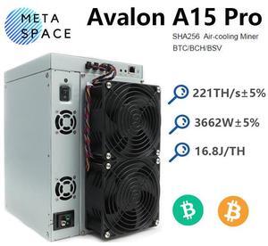 New BTC Miner Avalon A15 Pro 221TH/s 3662W SHA256 ASIC Miner BTC BCH Mining Avalon BTC Miner A15pro Avalon A15pro Bitcoin Miner Than Antminer S21