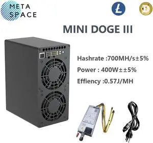 Wifi Support Gold shell Mini Doge III LTC&Doge Coin Miner 700MH/S 400W Litcoin dogecoin Miner Box With 750W PSU Doge Miner Low Noise For Home Mining Better Than Mini doge II