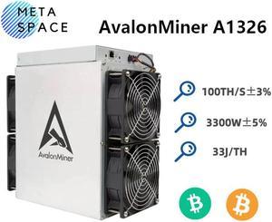 New Btc Miner Avalon Miner A1326 100Th/s Bitcoin Crypto Mining Avalonminer 1326 100T Asic Bitcoin Miner Than A1246 A1166 Pro