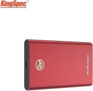 KingSpec External SSD 2TB Internal Solid State Drive Portable SSD Hard Drive Type-C to USB 3.1 Red