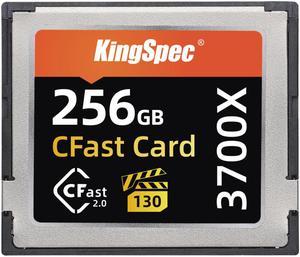 KingSpec CFast 2.0 Memory Card 256GB Media Storage Camera Card VPG130 3700X (up to 550MB/s Read) for Filmmaker Content Creator