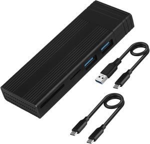 KingSpec 5 in 1 SSD Enclosure NVMe NGFF M.2 SSD Case USB C HUB Type C 3.1 Adapter Dock USB HUB for Desktop Laptop USB C Splitter  2242/2260/2280 (with C to A Cable and C to C Cable)