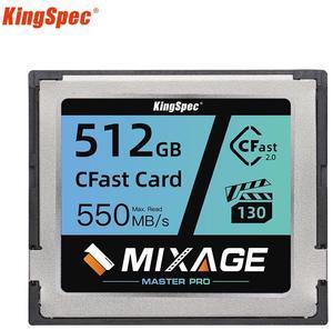 KingSpec Mixage CFast 2.0 Memory Card 512GB Media Storage Camera Card VPG130 3700X (up to 550MB/s Read) for Filmmaker Content Creator