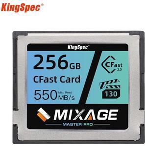 KingSpec Mixage CFast 2.0 Memory Card 256GB Media Storage Camera Card VPG130 3700X (up to 550MB/s Read) for Filmmaker Content Creator