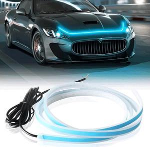 Car LED light outer hood belt, flexible LED light,  For car SUV truck engine cover decoration 59 inch blue