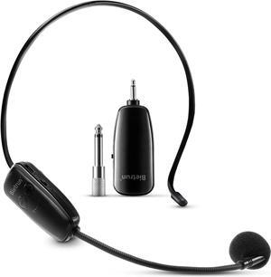 Bietrun Wireless Microphone Headset, UHF Wireless Headset Mic System, 160ft Range,1/8'' and 1/4'' Plug, for Speakers, Voice Amplifier, PA System(Not Supported AUX/iOS)