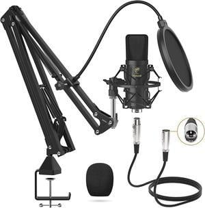 TONOR XLR Condenser Microphone, Professional Cardioid Studio Mic Kit with T20 Boom Arm, Shock Mount, Pop Filter for Recording, Podcasting, Voice Over, Streaming, Home Studio, YouTube (TC20)