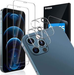 [4Pack] 2 Pack Screen Protector Tempered Glass Compatible with iPhone 12 PRO 5G (6.1)+2 Pack Camera Lens Protector Tempered Glass for iPhone 12 PRO, HD Clear Anti-Scratch Bubble Free Case Friendly