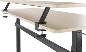 Stand Steady 55 Inch Clamp On Desk Shelf | Large Monitor Riser Supports 3 Screens for Extra Storage | Ergonomic Monitor Stand Securely Attaches to Surface with Clamp Base - No Screws (55 In / Maple)