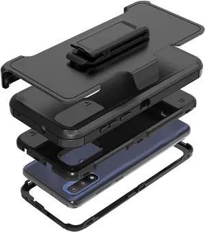 Compatible with Motorola G Pure/Moto G Power 2022 Case, Heavy Duty Rugged Shockproof Full Body Protection Kickstand Case with Belt Clip Holster for Motorola G Pure 6.5 inch Phone (Black)