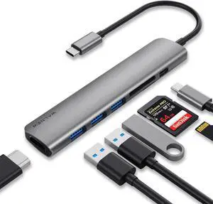WALNEW USB C Hub, MacBook Pro USB C Adapter, 7-in-1 Type C Hub with 4K USB-C to HDMI, 3 USB 3.0 Ports, SD/TF Card Reader, 100W PD Dock for MacBook Pro/Air(Thunderbolt 3)/ Type C Devices