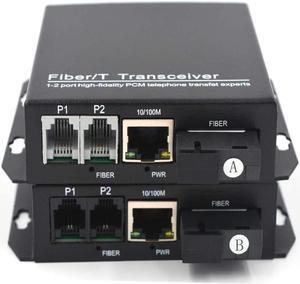 Telephone Extenders - 2 Channels PCM Voice Telephone Over Singlemode Fiber Optic up 20Km with 10/100Mbps Ethernet