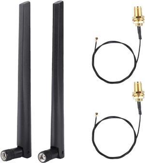 WiFi External Antenna 2PCS M.2/NGFF Wireless Network Card Cable and 2x5DBi Antenna for Intel 9560NGW /9260AC/7265AC