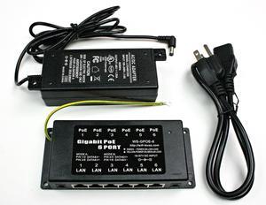PoE Texas GPOE-6AB-48v60w | Gigabit 6 Port Passive Power Over Ethernet Injector for 802.3af Devices | with 48 Volt 60 Watt Power Supply