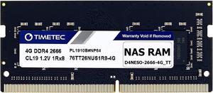 Timetec DDR4-2666 4GB Replacement for Synology D4NESO-2666-4G Non-ECC Unbuffered SODIMM (Compatible for RS820RP+, RS820+, DS920+, DS720+, DS420+, DS220+, DS2419+, DS2419+II, DS1819+, DVA3219, DS1618+)
