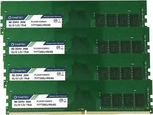 Timetec Hynix IC 32GB KIT (4x8GB) DDR4 2666MHz PC4-21300 Unbuffered ECC 1.2V CL19 1Rx8 Single Rank 288 Pin UDIMM Server Memory RAM Module Upgrade (32GB KIT (4x8GB))