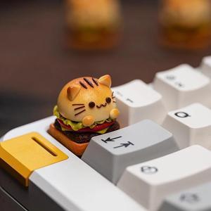 1 Piece Can Only Use Not Eat Cat Burger Handmade Keycaps Fits MX Cross Shaft Mechanical Keyboard ESC Three-dimensional Keycaps