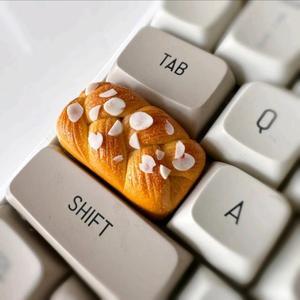 1pc Small Toasts Bread Keycaps Personalized ESC Toast Gourmet Keycaps Hand Torn Bread Mechanical Keyboard 1.75u Replacement